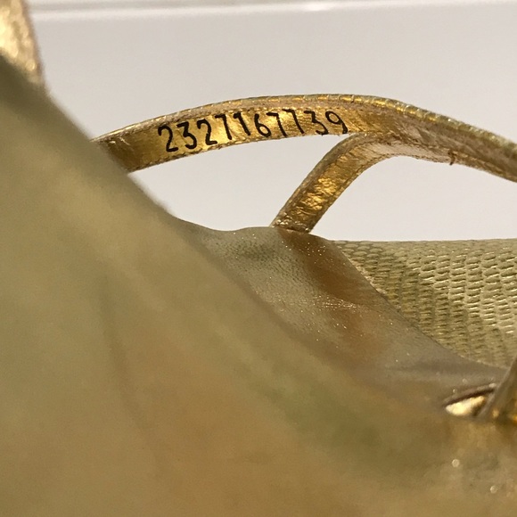 Dolce& Gabbana Gold Faux Snakeskin & Wood Sandals - Picture 6 of 7